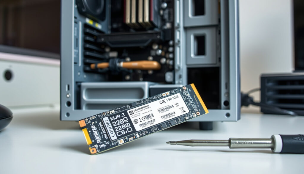 M.2-kokoinen NVMe-SSD-levy emolevyn vierailta avatun tietokonekotelo