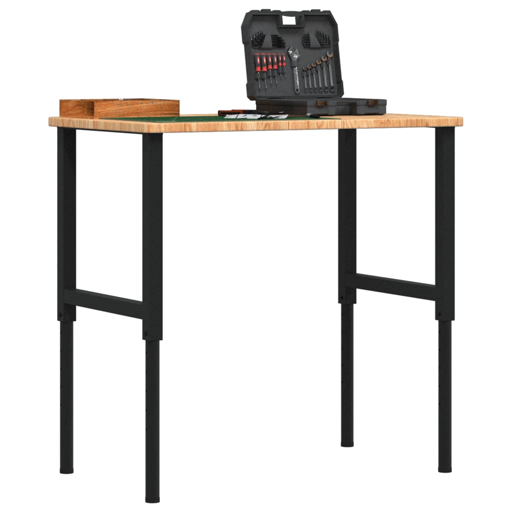 vidaXL Työpenkki v.ruskea 100x60x(71,5-98) cm täysi tammi suorakaide