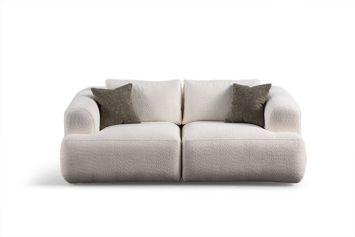 Norda Design Tyylikäs 2-istuttava sohva, valkoinen, 200x105x85 cm | Kestävä puu/lastulevykehys, 100 %