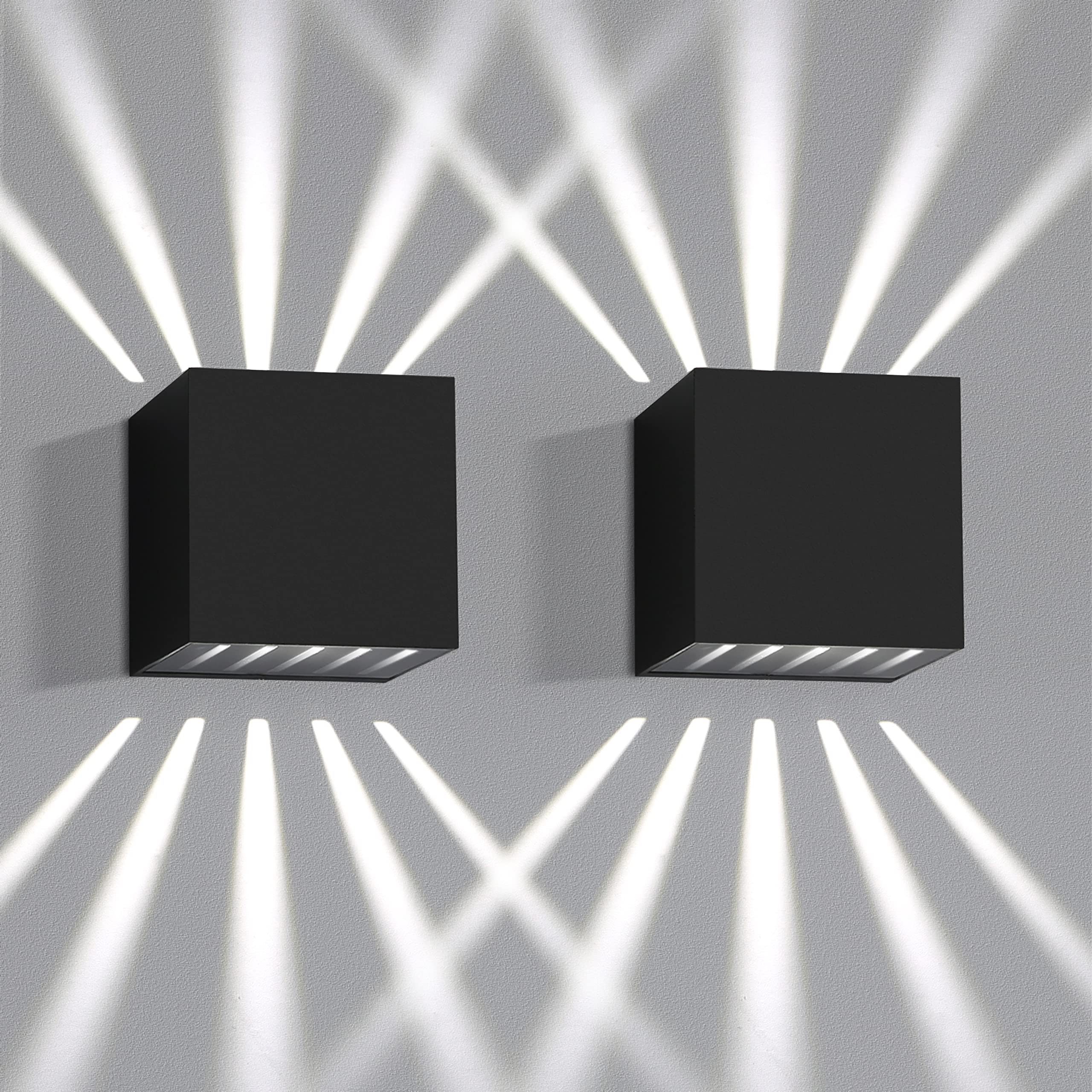 NETTLIFE 2 kpl LED-seinävalaisin sisä- ja ulkokäyttöön - musta ulkovalaisin IP65 vedenpitävä
