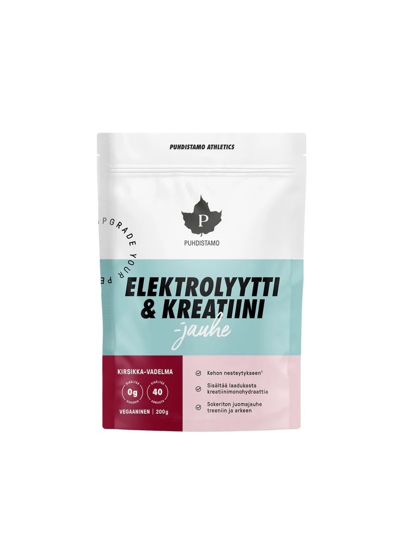 Puhdistamo Elektrolyytti & Kreatiini Kirsikka-Vadelma 200 g